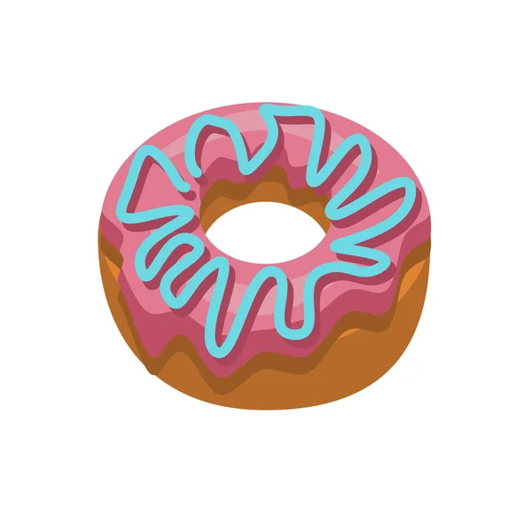 Único Delicioso Donut Com Cobertura Rosa Creme Azul Donut Bonito —  Vetores de Stock