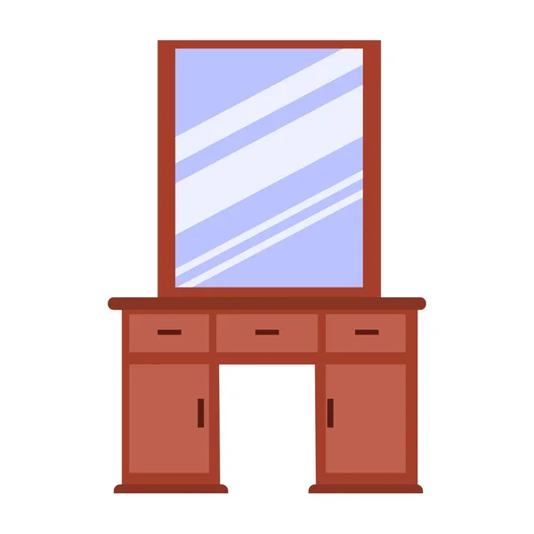 Solo Tocador Antiguo Estilo Plano Dibujos Animados Vector Muebles Vintage — Archivo Imágenes Vectoriales