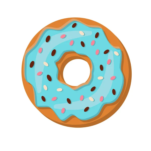 Doughnut Unique Avec Glaçage Bleu Poudre Colorée Délicieux Beignet Recouvert — Image vectorielle