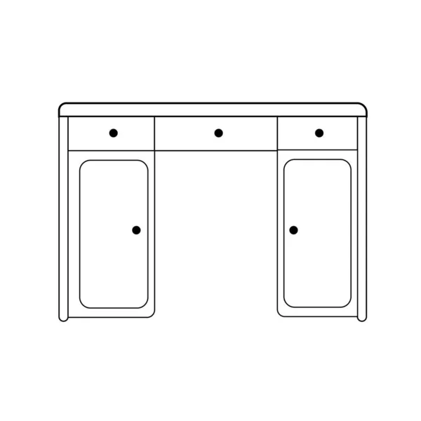 Kényelmes Munkahely Modern Íróasztal Fehér Háttérrel Van Elszigetelve Vektor Illusztráció — Stock Vector