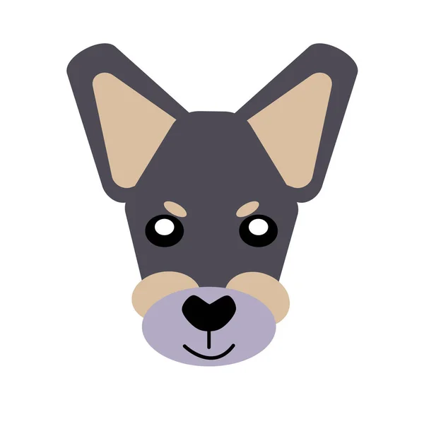 Icono Vectorial Retrato Perro Pequeño Dibujado Estilo Plano Lindo Juguete — Archivo Imágenes Vectoriales