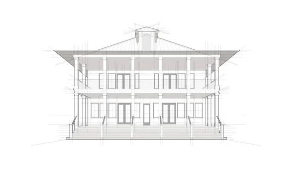 Sketch of a two-story house project on a white background