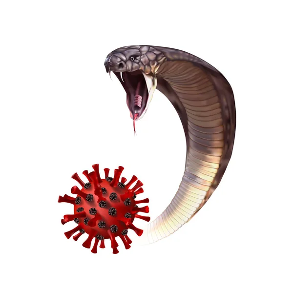 蛇は薬の象徴としてウイルスに抵抗します イラスト — ストック写真