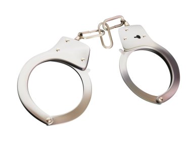 Anahtarı olmayan bir polisin kelepçeleri. 3d illüstrasyon