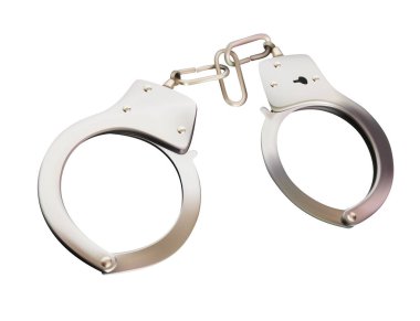 Anahtarı olmayan bir polisin kelepçeleri. 3d vektör illüstrasyonu
