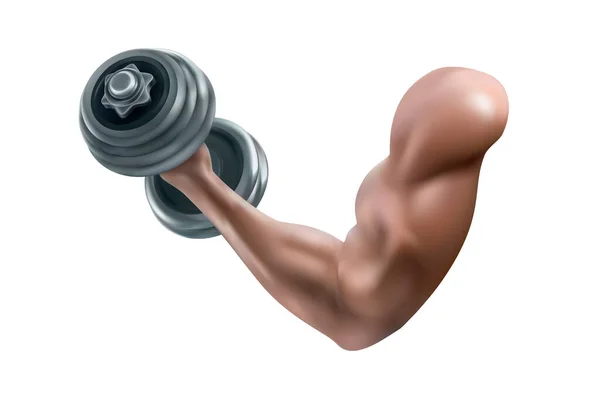 Braço Muscular Com Halteres Ilustração Vetorial —  Vetores de Stock