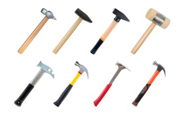 Bir takım çalışma aletleri. Çekiç. 3d illüstrasyon