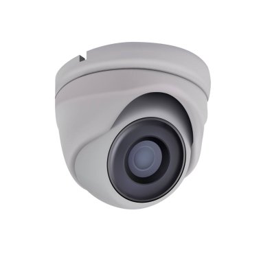 Duvara monte edilmiş güvenlik kamerası 2 beyaz arka planda. 3d vektör illüstrasyonu