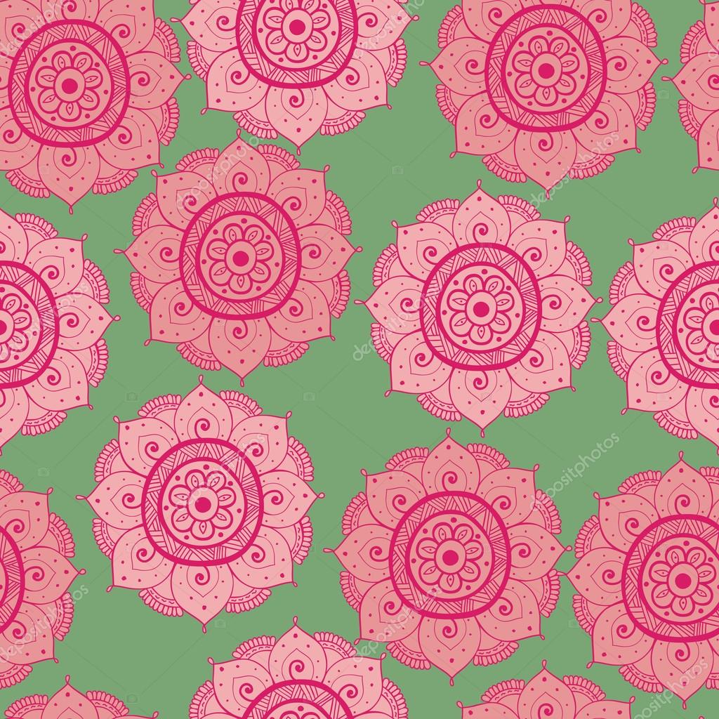 Colore modello rosa rosso e verde doddle orientale disegnato a mano astratto senza cuciture Modello senza cuciture pu² essere utilizzato per riempimenti