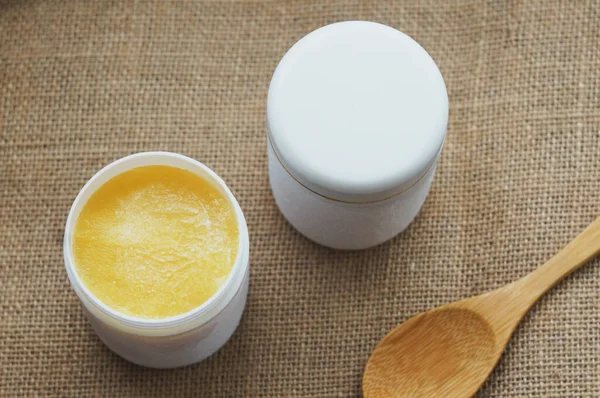 Gelée Royale Gros Plan Sur État Écoulement Miel Blanc Vitamines — Photo