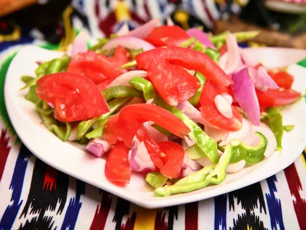 Green Salad Leaves Tomatoes — Stock Photo, Image