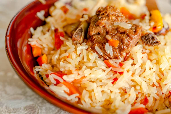 Traditionelle Gourmet Lammpilaf Karotten Ernährung Und Gesundheit — Stockfoto