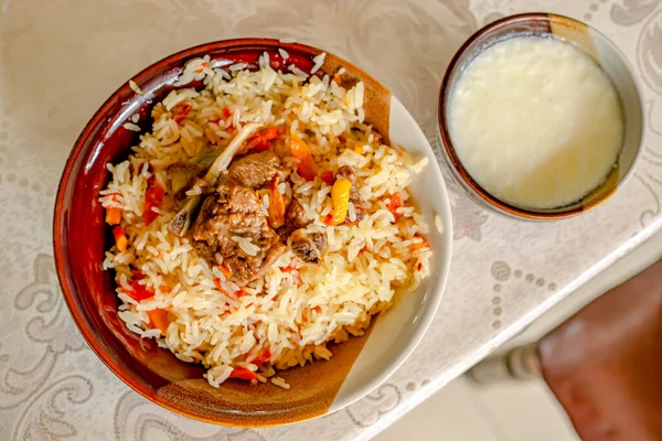 Traditionelle Gourmet Lammpilaf Karotten Ernährung Und Gesundheit — Stockfoto