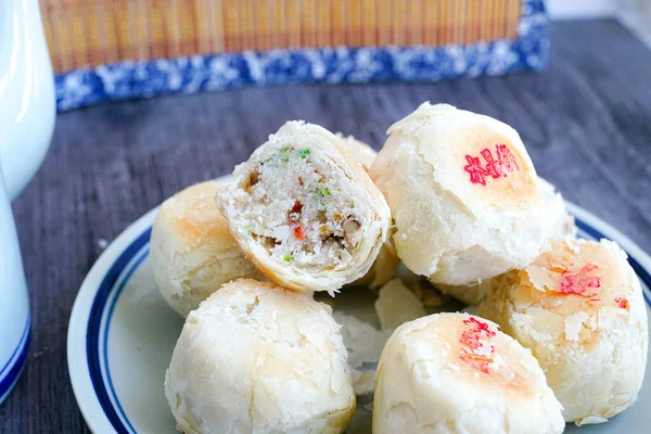 Bolo Sobremesa Chinês Deliciosas Tortas Secas — Fotografia de Stock