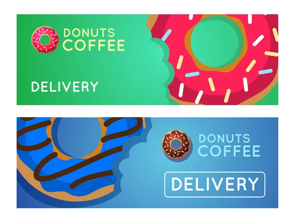 Donut dulce con café — Vector de stock