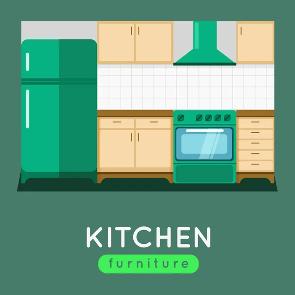 Ilustración de muebles de cocina — Vector de stock