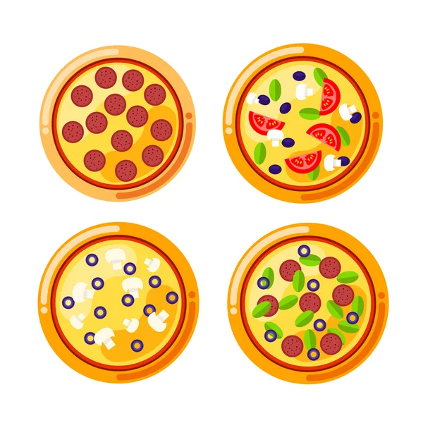 Set Pizza op wit — Stockvector