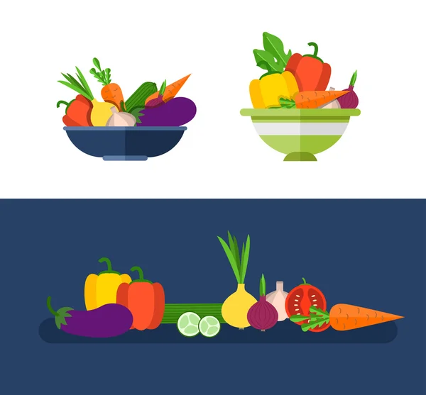 Salade Légumes ingrédients — Image vectorielle