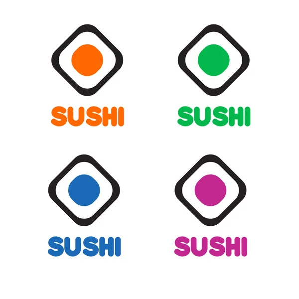 Sushi café o sushi bar vector logo. Sushi con signo de atún fresco . — Vector de stock