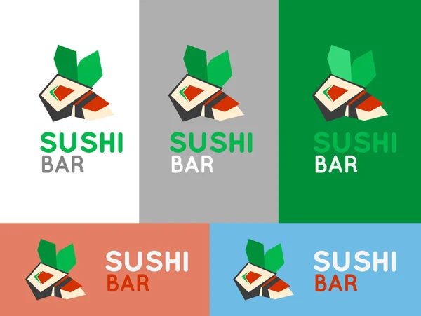 Sushi café o sushi bar vector logo. Sushi con signo de atún fresco . — Archivo Imágenes Vectoriales