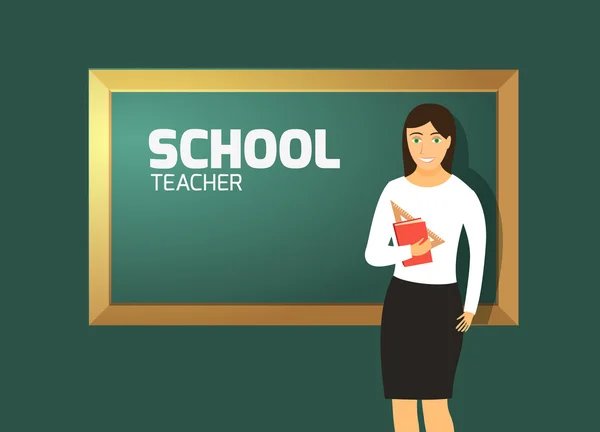 Teacher at chalk Board — Stock Vector