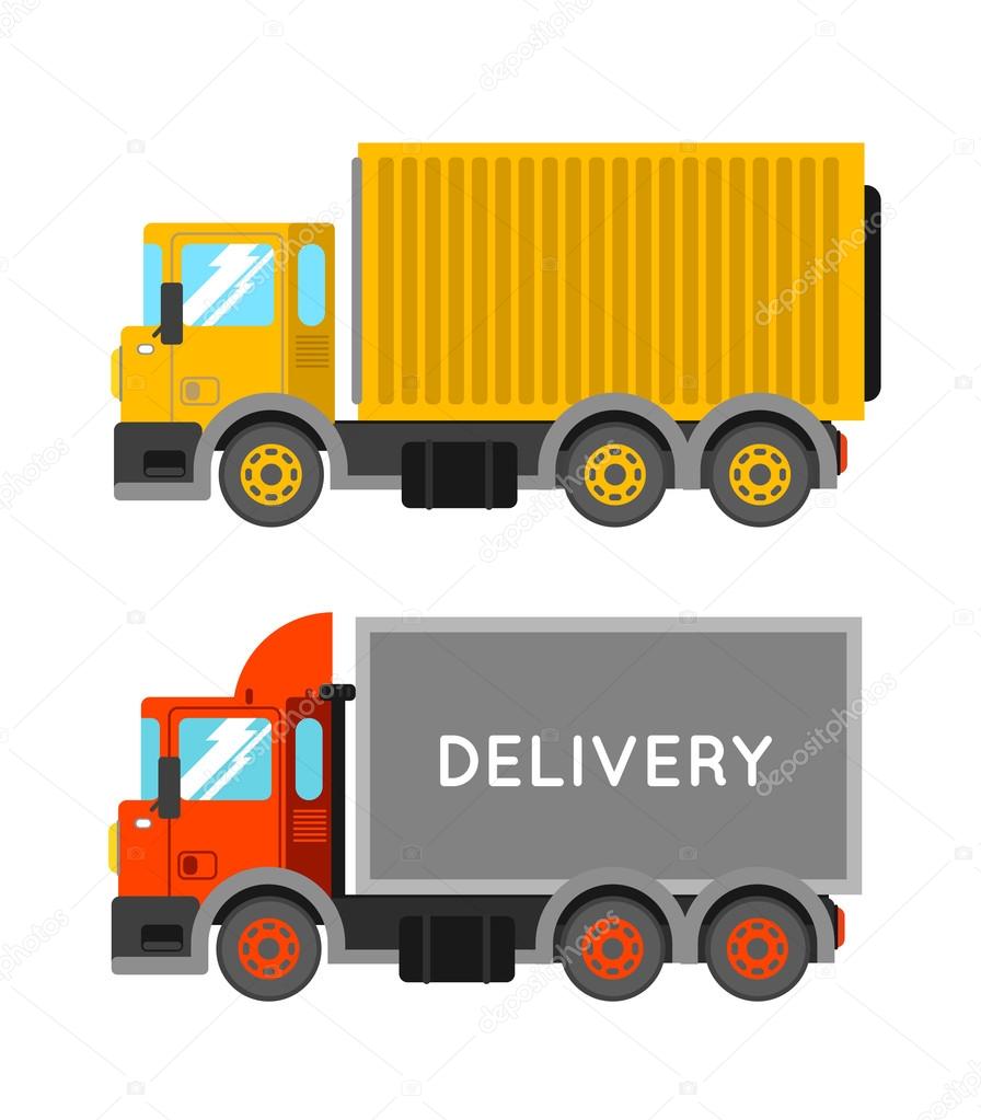 Delivery trucks with containers