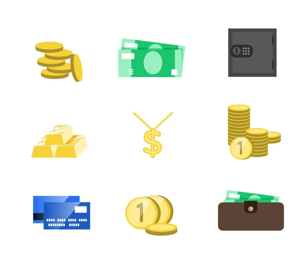 Peníze ikony set — Stockový vektor