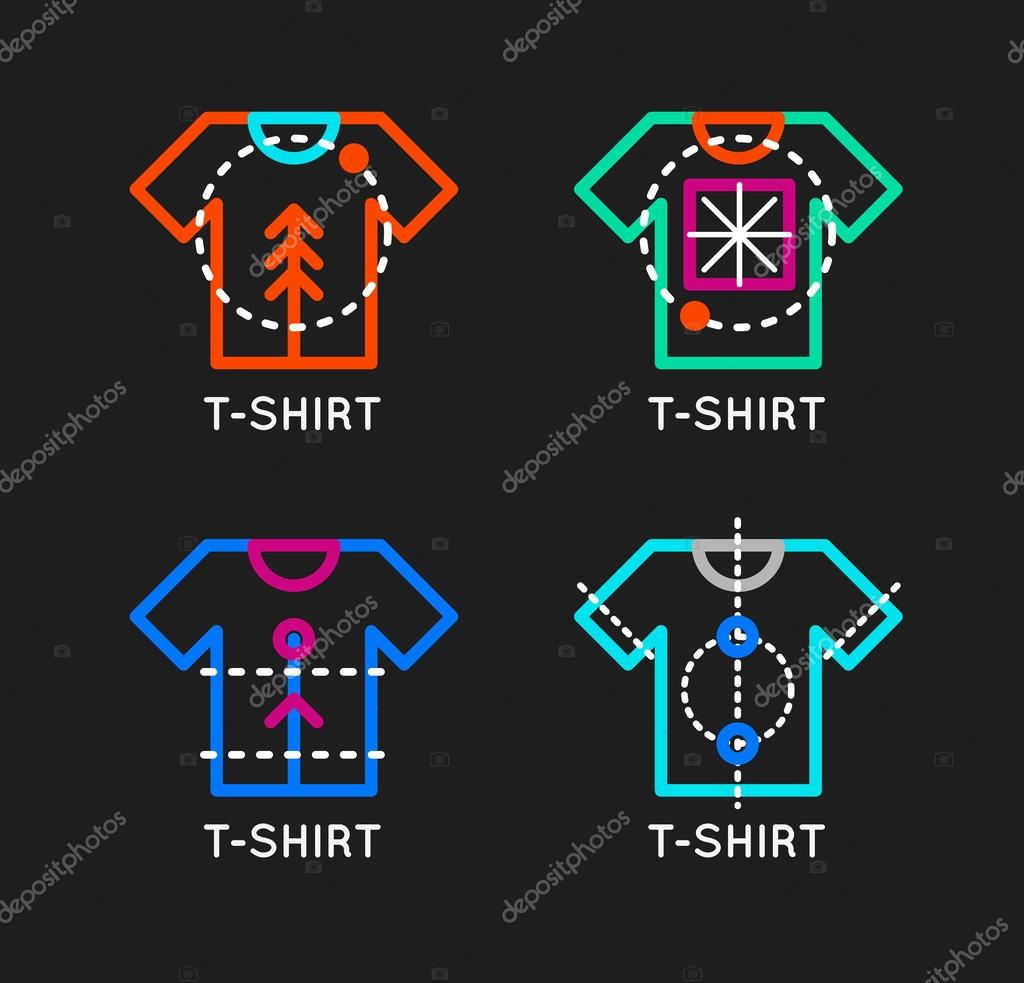 Vector t-shirt logo set. Online shop logo. Clothing shop vector icon. T-shirt outline design. Online store icon.