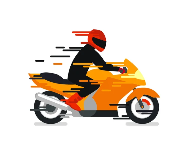 Motocycliste sur illustration de moto — Image vectorielle