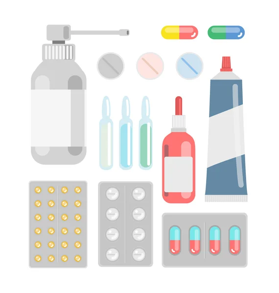Conjunto de píldoras contra enfermedades — Vector de stock