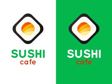 Suşi kafe veya suşi bar logosu 