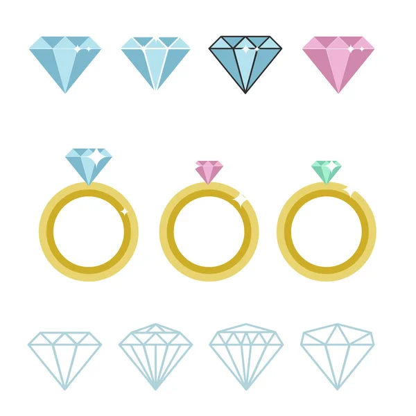 Anillos de compromiso diamante — Archivo Imágenes Vectoriales
