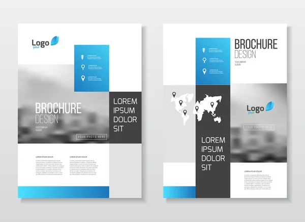Projeto azul da brochura do negócio — Vetor de Stock