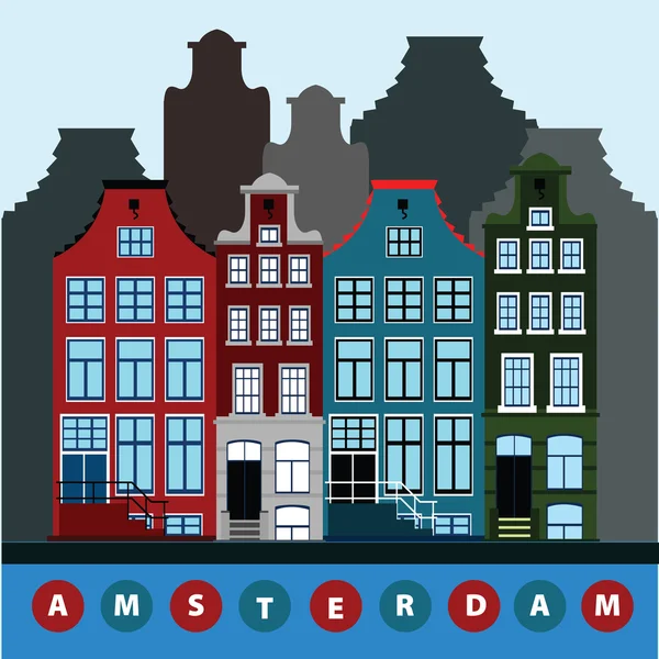 Hintergrund mit Amsterdam-Häusern — Stockvektor