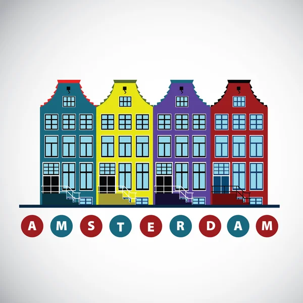 Background with Amsterdam houses — Stock Vector