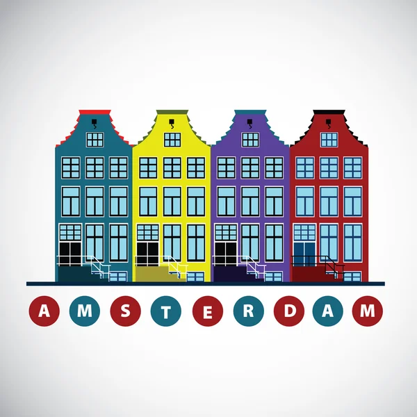 Fundo com casas de Amsterdã — Vetor de Stock