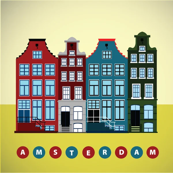 Background with Amsterdam houses — Stock Vector