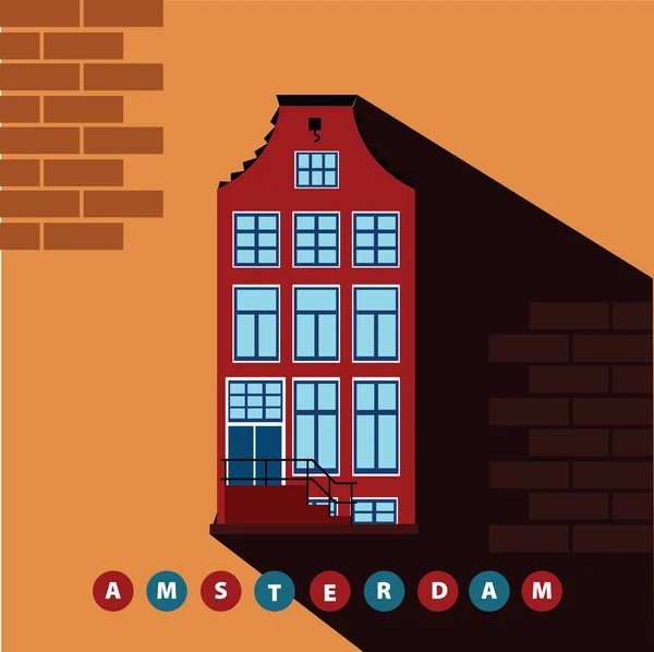 Background with Amsterdam house — Stock Vector