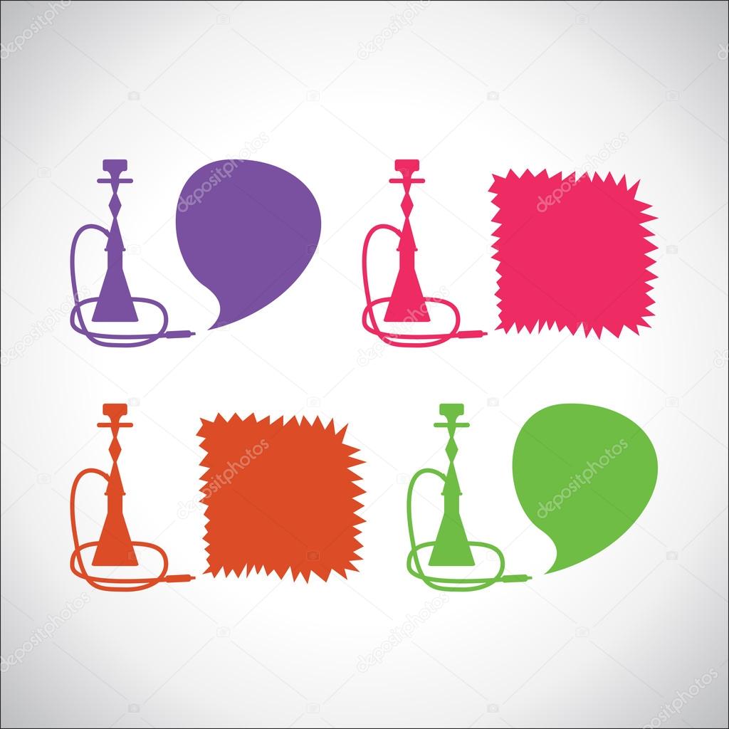Set of  hookah icons with banners  - vector illustration.