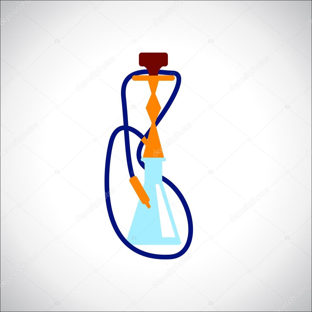 Color  hookah flat design icon - vector illustration.