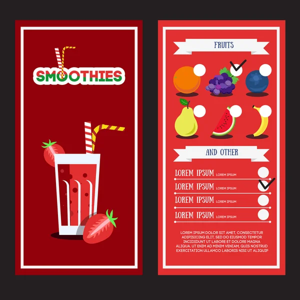 Menu Smoothie fresco — Vettoriale Stock