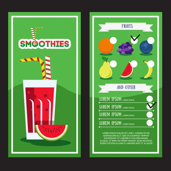 Menu Smoothie frais — Image vectorielle