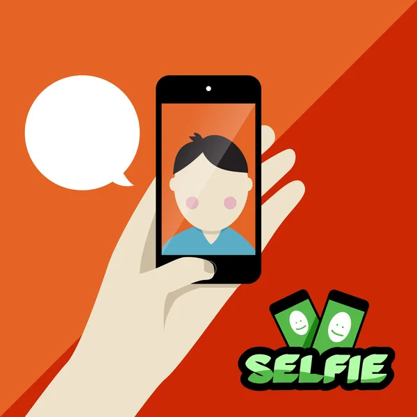 Teléfono Selfie diseño plano — Vector de stock