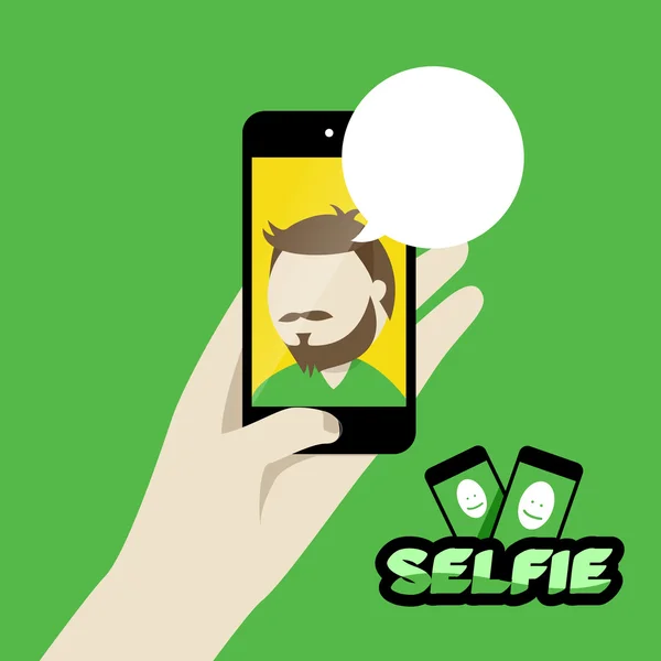 Teléfono Selfie diseño plano — Vector de stock