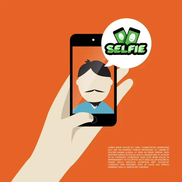 Telefoon Selfie plat ontwerp — Stockvector