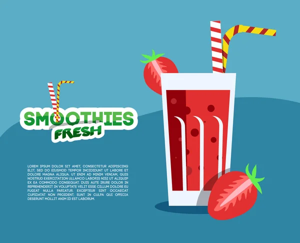 Menu Smoothie frais fraise — Image vectorielle