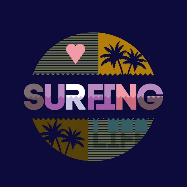 Surfing typografi design – Stock-vektor