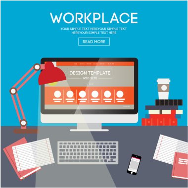 Bilgisayar ile yaratıcı office çalışma alanı