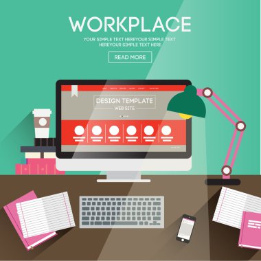 Bilgisayar ile yaratıcı office çalışma alanı