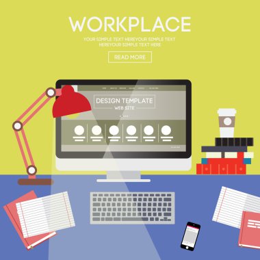 Bilgisayar ile yaratıcı office çalışma alanı